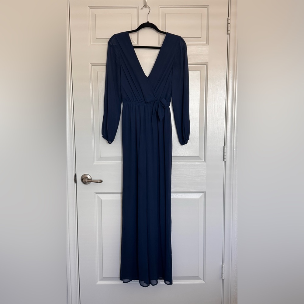 Express Deep Blue Long Sleeve Romper Dress
